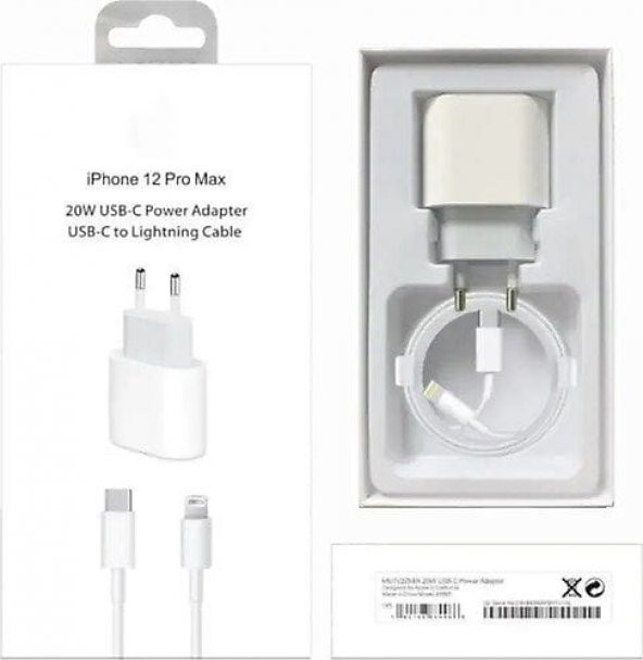 Iphone 12 Pro-Max Uyumlu 20W Şarj Adaptörü+Şarj Kablosu - 2