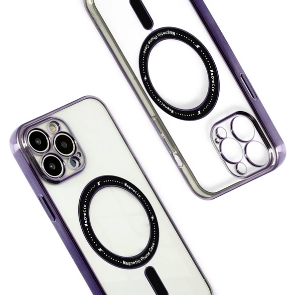 iPhone 12 Pro Max Kılıf Magsafe Özellikli Gold Seri Lazer Silikon Kapak - Resim 4