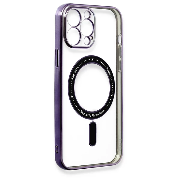 iPhone 13 Pro Max Kılıf Magsafe Özellikli Gold Seri Lazer Silikon Kapak - 3