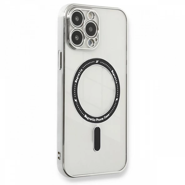 iPhone 13 Pro Kılıf Magsafe Özellikli Gold Seri Lazer Silikon Kapak - 5