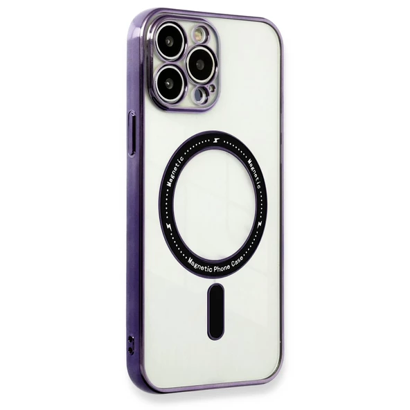 iPhone 13 Pro Max Kılıf Magsafe Özellikli Gold Seri Lazer Silikon Kapak - 2