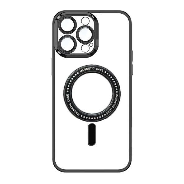 iPhone 13 Pro Max Kılıf Magsafe Özellikli Gold Seri Lazer Silikon Kapak - 12