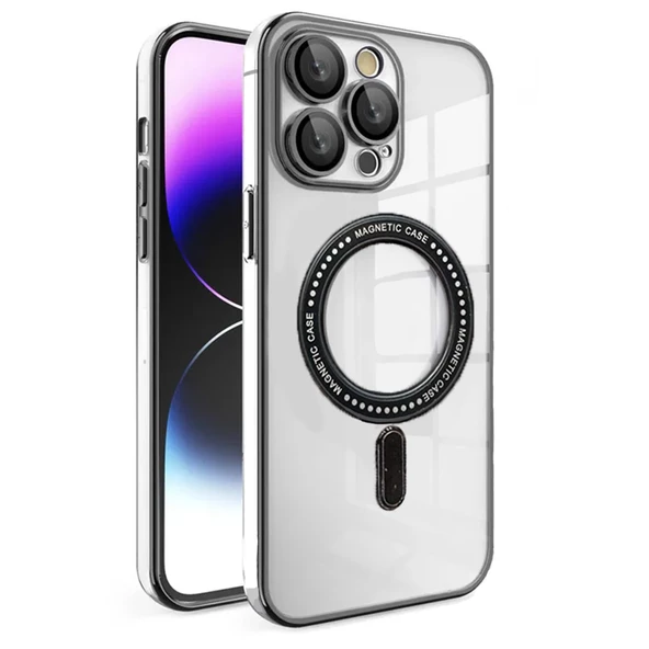 iPhone 14 Pro Max Kılıf Magsafe Özellikli Gold Seri Lazer Silikon Kapak - 5