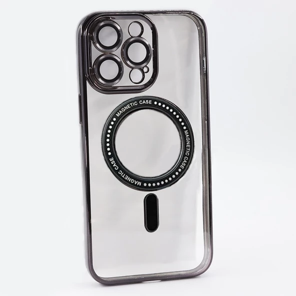 iPhone 14 Pro Max Kılıf Magsafe Özellikli Gold Seri Lazer Silikon Kapak - 7