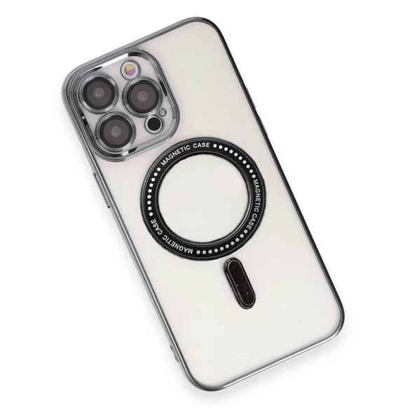 iPhone 14 Pro Max Kılıf Magsafe Özellikli Gold Seri Lazer Silikon Kapak - 11