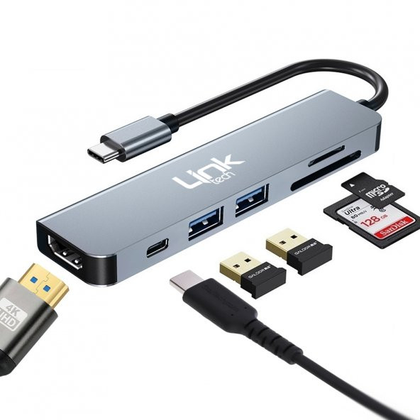 LinkTech A197 Premium 6in1 4K Ultra HD 100W PD Type-C Girişli HUB Çoklayıcı - 3