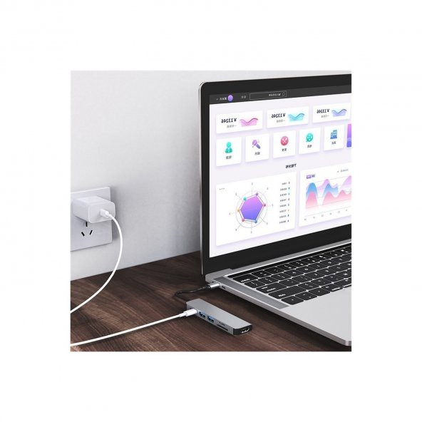 LinkTech A197 Premium 6in1 4K Ultra HD 100W PD Type-C Girişli HUB Çoklayıcı - 5