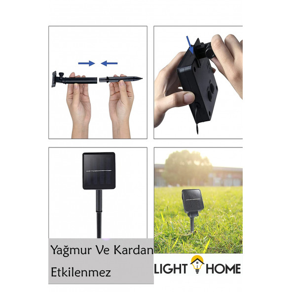 LightHome 50 Led 7 Metre Renkli Solar Güneş Enerjili Bahçe Teras Balkon Ağaç Lambası Aydınlatması - 7