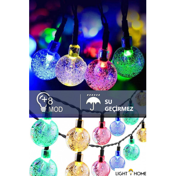 Lighthome Güneş Enerjili 7M 50Led Rgb Çok Renkli Kristal Top Solar Bahçe Aydınlatması Led Lamba - 3