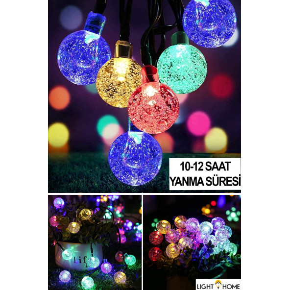 Lighthome Güneş Enerjili 7M 50Led Rgb Çok Renkli Kristal Top Solar Bahçe Aydınlatması Led Lamba - 4