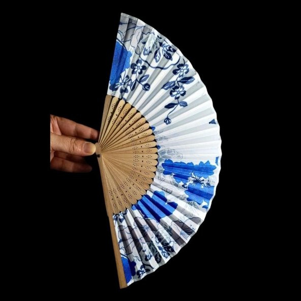 Japon Bambu Kumaş Yelpaze Çanta Boy Stant Hediyeli No.55 - 2