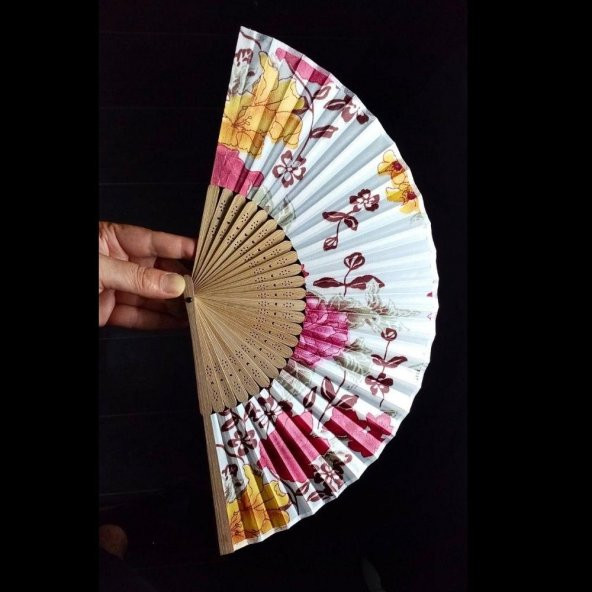 Japon Bambu Kumaş Yelpaze Çanta Boy Stant Hediyeli No.54 - 3
