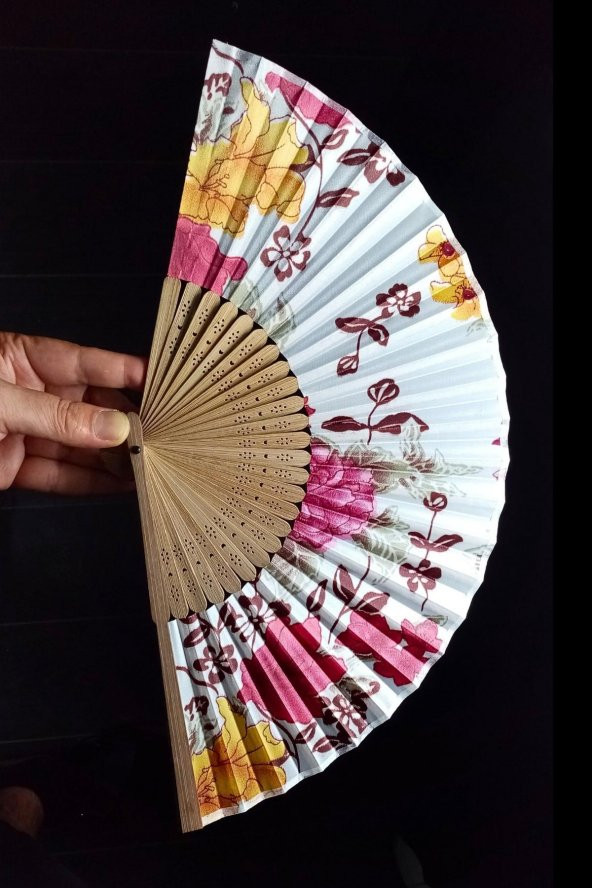 Japon Bambu Kumaş Yelpaze Çanta Boy Stant Hediyeli No.54 - 6