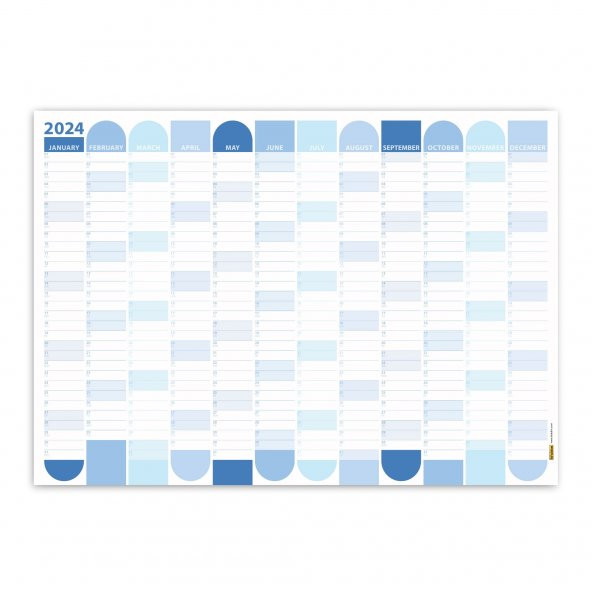 2024 Yıllık Planlayıcı Duvar Takvimi | Mavi | 2024 Yılı Planlayıcısı | Aylık Planlayıcı | 100x70 cm