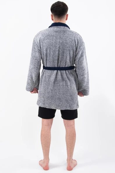 Navy Erkek Sabahlık Unisex Polar Wellsoft Peluş Sabahlık | Ceket Bornoz - 2