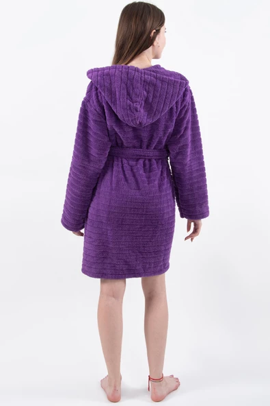 Comfy | Kapşonlu Wellsoft Peluş Bornoz Sabahlık | Robdeşambr Kadın Bornoz - 10