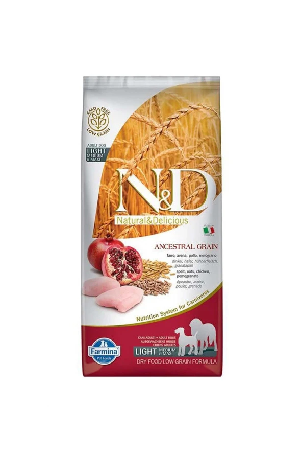 N&D Düşük Tahıllı Büyük ve Orta Irk Diyet Yetişkin Köpek Maması 12 Kg