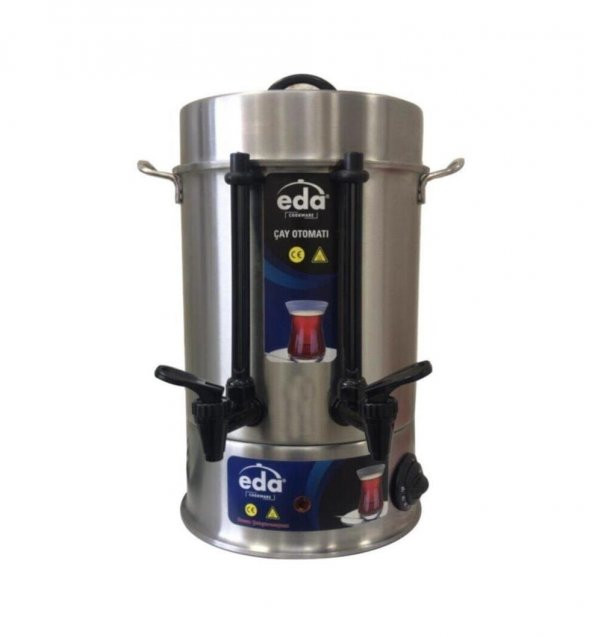 Eda elektrikli çelik çay makinası - 250 bardak çift musluklu semaver çay otomatı