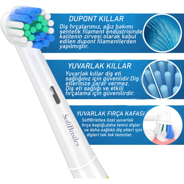 Oral-B Için Yedek Diş Fırçası, Oral B Braun Elektrikli Diş Fırçası Ve Şarjlı Diş Fırçası 4 Adet Başlık - 3