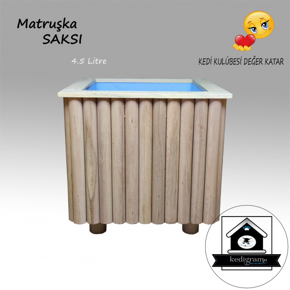 Strafor Yalıtımlı - Matruşka Small 4.5 Lt - Ahşap Saksı - Dekoratif Özel Işçilik (1 ADET) MATRUŞKA Small - 2