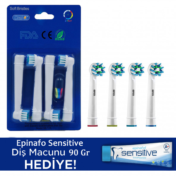 Oral-B Için Yedek Diş Fırçası, Oral B Braun Elektrikli Diş Fırçası Ve Şarjlı Diş Fırçası 4 Adet Başlık