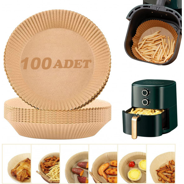 Xl Modeller Için Airfryer Pişirme Kağıdı Fritöz Yağlı Kağıt 100 Adet Çift Taraflı Yağlı Kağıt 16cm