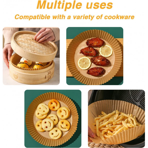Xl Modeller Için Airfryer Pişirme Kağıdı Fritöz Yağlı Kağıt 100 Adet Çift Taraflı Yağlı Kağıt 16cm - 5