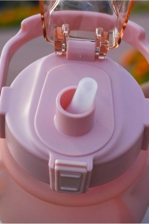 Büyük Boy 1,2 Litre Mor Ayıcık Motivasyon Matarası Motivasyon Plastik Su Şişesi-sticker Hediyeli - 3