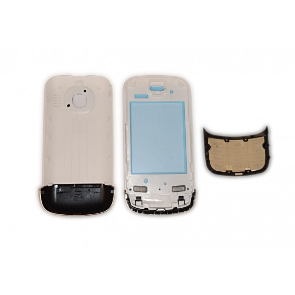 Nokia C2-02 Kapak Nokia C2-02 uyumlu Beyaz Gold ön Kapak Arka Kapak Tuş Takımı - 2
