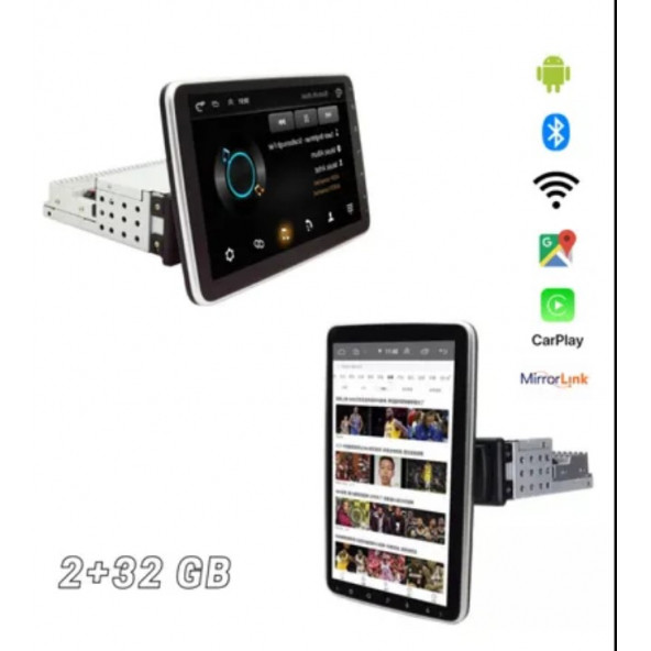 Drivetech Android Tek Din 10 Inch Car Play Özellikli Universal Multimedia Teyp 2 Gb Ram 360 üniversal