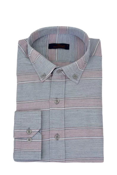 Erkek Silim Fit Pano Çizgili Gömlek BGL-ST03098 - Resim 11