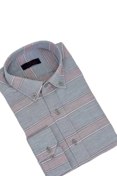 Erkek Silim Fit Pano Çizgili Gömlek BGL-ST03098 - Resim 5