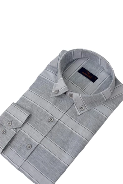 Erkek Silim Fit Pano Çizgili Gömlek BGL-ST03098 - Resim 9