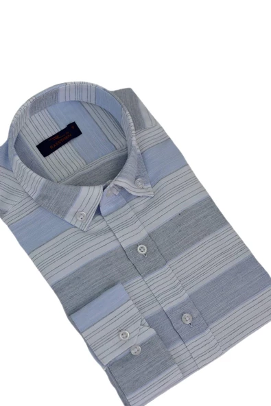 Erkek Silim Fit Pano Çizgili Gömlek BGL-ST03097 - 7