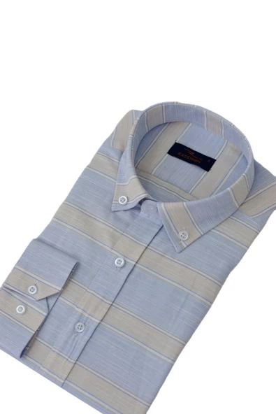 Erkek Silim Fit Pano Çizgili Gömlek BGL-ST03098 - Resim 10
