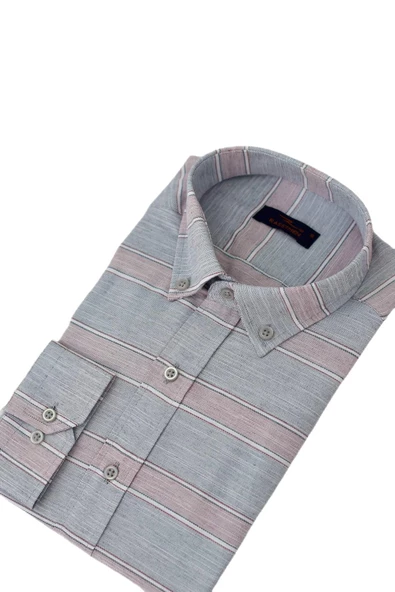 Erkek Silim Fit Pano Çizgili Gömlek BGL-ST03098 - Resim 8