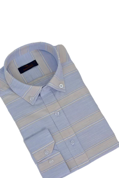 Erkek Silim Fit Pano Çizgili Gömlek BGL-ST03098 - Resim 7