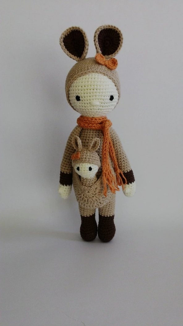 Bebekli Kanguru Amigurumi Organik Oyuncak - 1