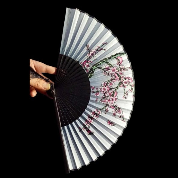 Japon Bambu Kumaş Yelpaze Çanta Boy Stant Hediyeli No.71 - 2