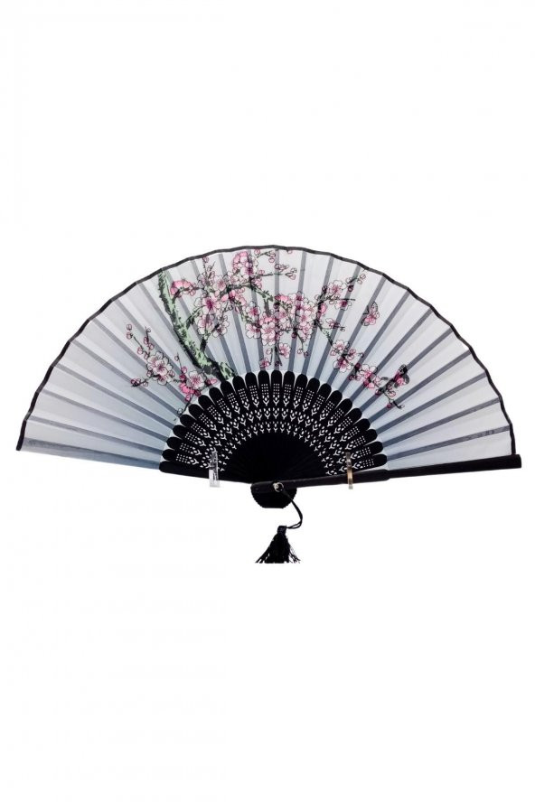 Japon Bambu Kumaş Yelpaze Çanta Boy Stant Hediyeli No.71 - 5