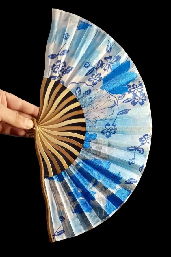 Japon Bambu Kumaş Yelpaze Çanta Boy Stant Hediyeli No.72 - 6