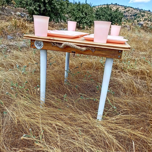 KATLANIR AHŞAP MASA, BAHÇE MASASI, PİKNİK MASASI, KAMP MASASI, BALIKÇI MASASI, PLAJ MASASI (Ayakları Beyaz) - 4