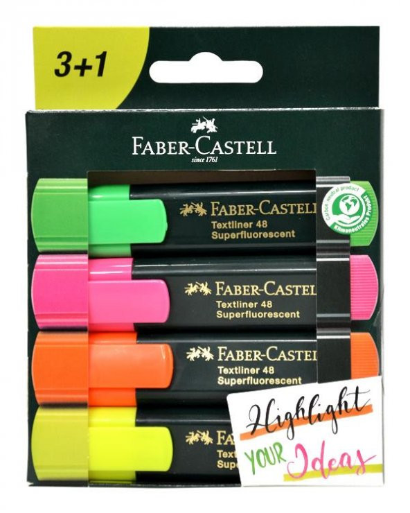Faber Castell Textliner 48 Fosforlu Kalem 3+1