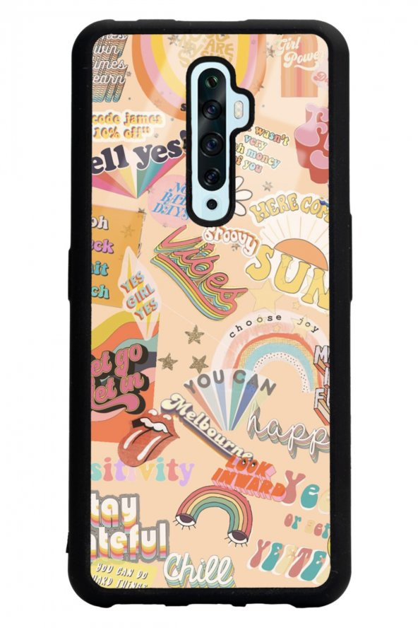 Spoyi Oppo Reno 2z Vintage Sticker Tasarımlı Glossy Telefon Kılıfı - 1