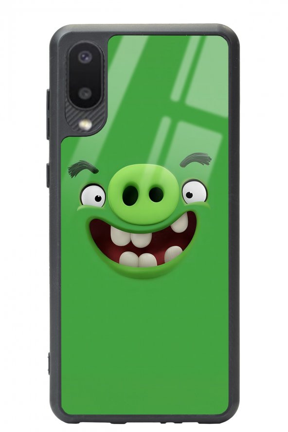 Spoyi Samsung A-02 Green Angry Birds Tasarımlı Glossy Telefon Kılıfı