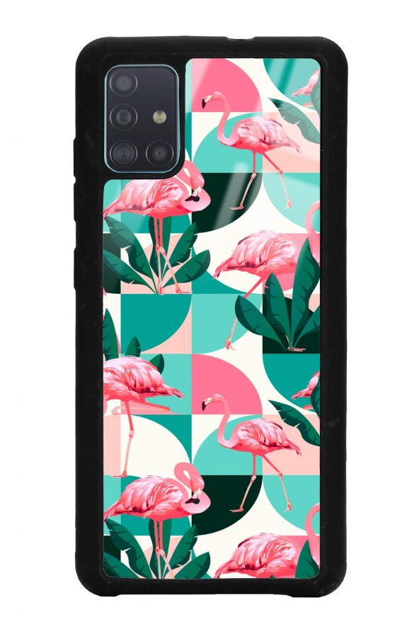 Spoyi Samsung A51 Retro Flamingo Duvar Kağıdı Tasarımlı Glossy Telefon Kılıfı