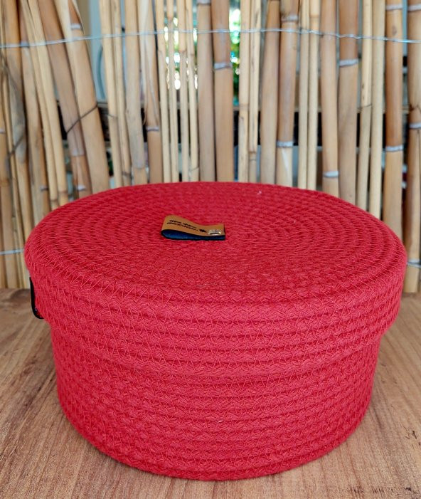 Çok Amaçlı Kırmızı Kapaklı Organizer Sepet, 100 Doğal, Kapaklı Sepet