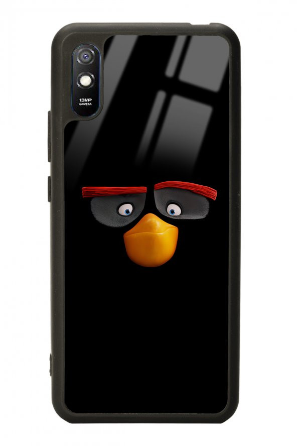 Spoyi Xiaomi Redmi 9A Black Angry Birds Tasarımlı Glossy Telefon Kılıfı