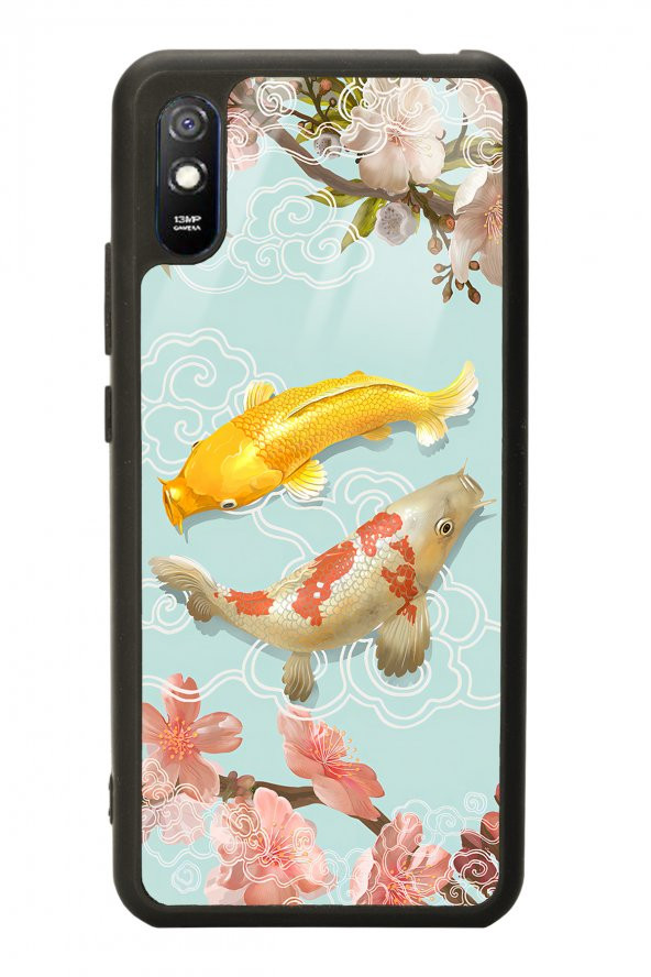 Spoyi Xiaomi Redmi 9A Koi Balığı Tasarımlı Glossy Telefon Kılıfı