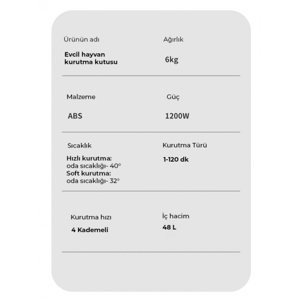 NEUTRON Evcil Hayvan Kurutma Kutusu NTL-HD-05BB - 7